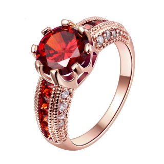 Hot Red Stone Crystal Zircon Garnet Drop Ring for Women Charm Jewelry For Women