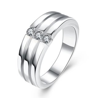 Classic 3-Stones Round Brilliant Cut CZ Diamond Ring Jewelry Fashion For Men