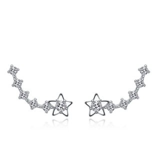 New Fashion Female 925 Sterling Silver Five-pointed Star Stud Earrings