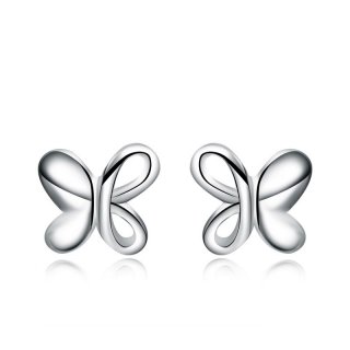 New Contracted Female 925 Sterling Silver Butterfly Stud Earrings