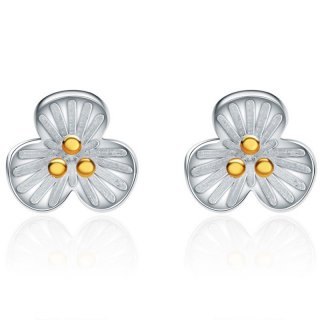 925 Sterling Silver Fashion Female Flower Stud Earrings