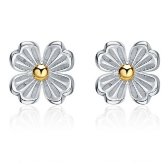925 Sterling Silver Fashion Female Four Leaf Clover Stud Earrings