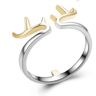 Christmas Antlers Ring 925 Sterling Silver Adjustable Ring For Women
