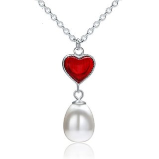 Romantic Love 925 Sterling Silver Female Pearl Necklace