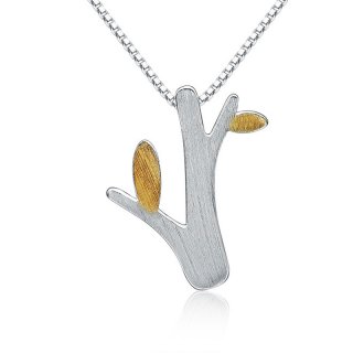 New Style 925 Sterling Silver Female Leaf Necklace