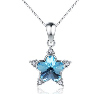 Diamante Fashion Pentagram 925 Sterling Silver Female Necklace