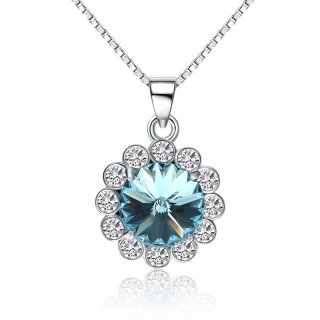 Diamante Fashion 925 Sterling Silver Female Sunflower Necklace
