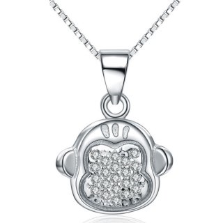 Diamante Fashion Monkey 925 Sterling Silver Female Necklace