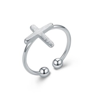 Classic Cross Ring 925 Sterling Silver Adjustable Ring For Women