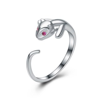 Cartoon Cat Ring Adjustable 925 Sterling Silver Ring For Women