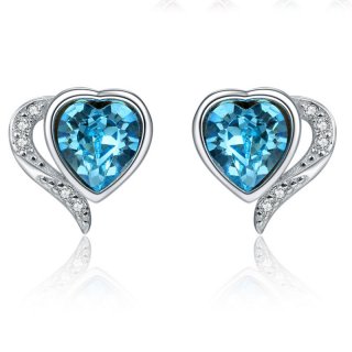 925 Sterling Silver Female Heart Stud Earrings
