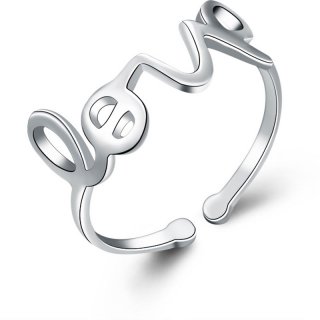 Simple Love Ring 925 Sterling Silver Adjustable Ring For Women