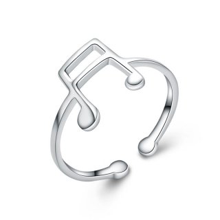 Adjustable 925 Sterling Silver Music Character Ring For Women