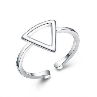 Adjustable 925 Sterling Silver Triangle Ring For Women