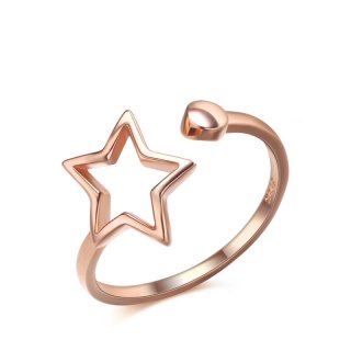 925 Sterling Silver Adjustable Star Ring For Women