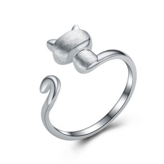 925 Sterling Silver Cat Ring Fashion Adjustable Ring For Women