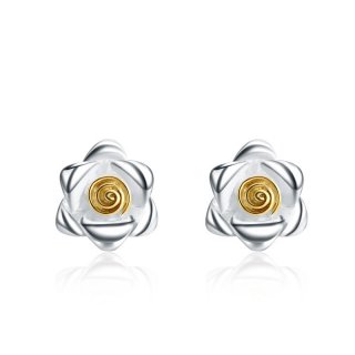 New Style Female 925 Sterling Silver Flower Stud Earrings