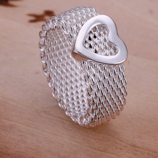 Creative Love silver Plated Heart Ring For Women