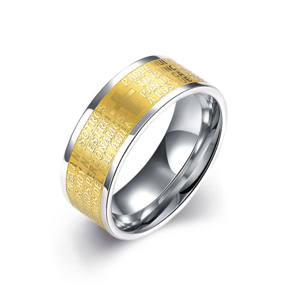 Simple Yellow Gold Plated Stainless Steel Ring For Men