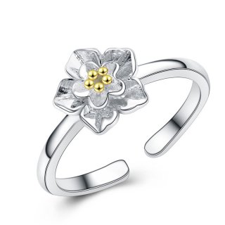 Adjustable 925 Sterling Silver Chrysanthemum Jewelry Ring for Women