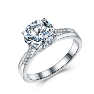 Korean Style 925 Sterling Silver Diamonds Women Jewelry Ring E584