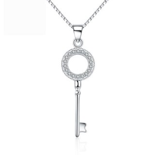 925 Sterling Silver Key Pendants with Diamonds for Women A183