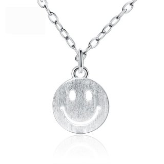 925 Sterling Silver Necklace with Smile Face for Women A388