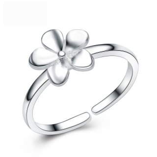 Flower 925 Sterling Silver Adjustable Jewelry Ring for Women E205