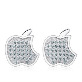 Small Apple 925 Sterling Silver Earrings for Women WE132
