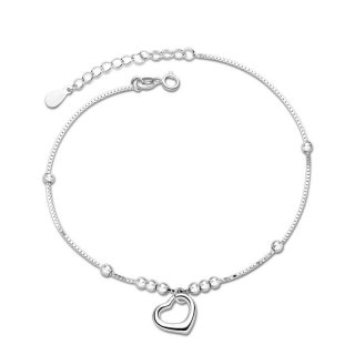 925 Sterling Silver Heart Fashion Anklets for Women F014