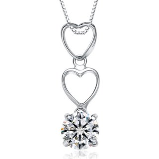 Love Hearts 925 Sterling Silver Diamonds Women Pendants