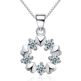 Love Hearts Diamonds 925 Sterling Silver Pendants for Women