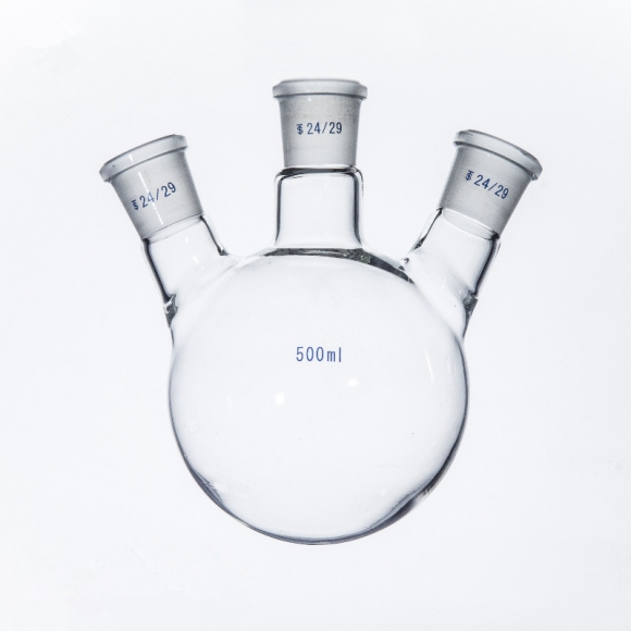 500ml/24# glass ground-bottomed reaction ball bottle thick wall Tetra-fang door single neck reaction bottle