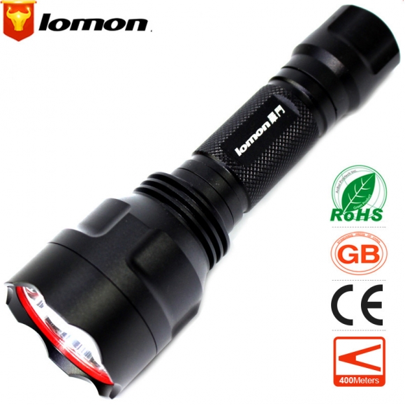 Lomon 18650 Portable Lighting LED Flashlight ST2-T Battery Charger+18650 Rechargeable Battery