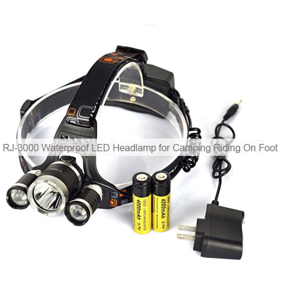 RJ-3000 Waterproof LED Headlamp for Camping Riding On Foot