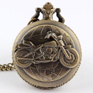 Bronze Motorcycle Pocket Watch Necklace Pendant