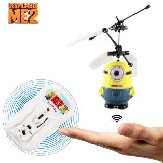 Mini Yellow One Cartoon 2 Channels RC Helicopter With Light For Kids Toys Gift
