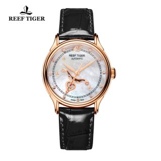 Reef Tiger Fashion Watch White MOP Dial Automatic Rose Gold Lady Watch RGA1550-PWB