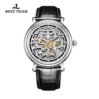 Reef Tiger Casual Watch with Baroque Style Skeleton Dial Steel Case RGA1917-YBB