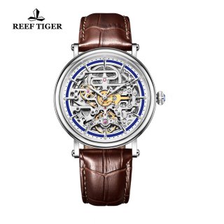 Reef Tiger Casual Watch with Baroque Style Skeleton Dial Steel Case RGA1917-YLB