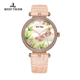 Reef Tiger Fashion Watch White MOP Dial Quartz Rose Gold Lady Watch RGA151-PWPD