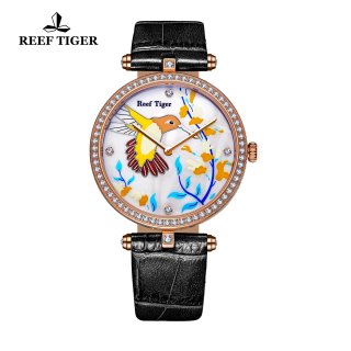 Reef Tiger Fashion Watch White MOP Dial Quartz Rose Gold Lady Watch RGA1562-PWBD