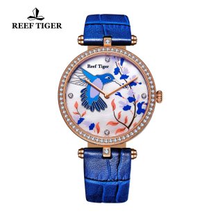 Reef Tiger Fashion Watch White MOP Dial Quartz Rose Gold Lady Watch RGA1562-PWLD