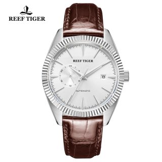 Reef Tiger Seattle Orion Fashion Steel Leather Strap White Dial Automatic Watch RGA1616-YWS