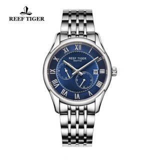 Reef Tiger Business Watch Stainless Steel Black Dial Automatic Watch RGA165-YLY