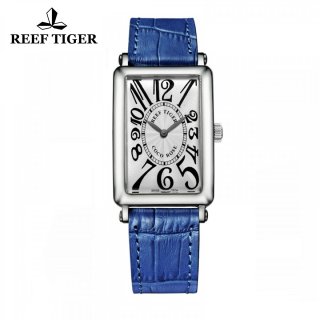Reef Tiger Lady Fashion Watch Steel Case White Dial Leather Strap Watch RGA172-YWB