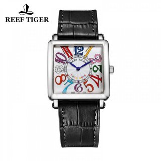 Reef Tiger Lady Fashion Watch Steel Case White Dial Square Watch RGA173-YWLA