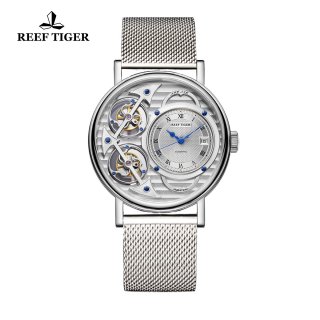 Reef Tiger Artist Magician Men's Steel Casual Watches Skeleton Dial Automatic Watch With Date RGA1995-YSYS