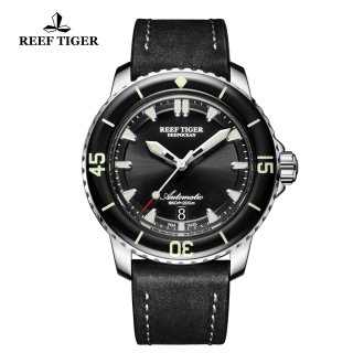 Reef Tiger Deep Ocean Dive Watches Automatic Watch Steel Case Black Dial RGA3035-YBBC