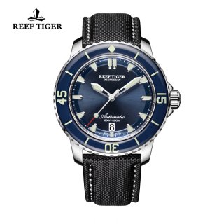 Reef Tiger Deep Ocean Casual Watches Blue Dial Automatic Watch Steel Case RGA3035-YLBW